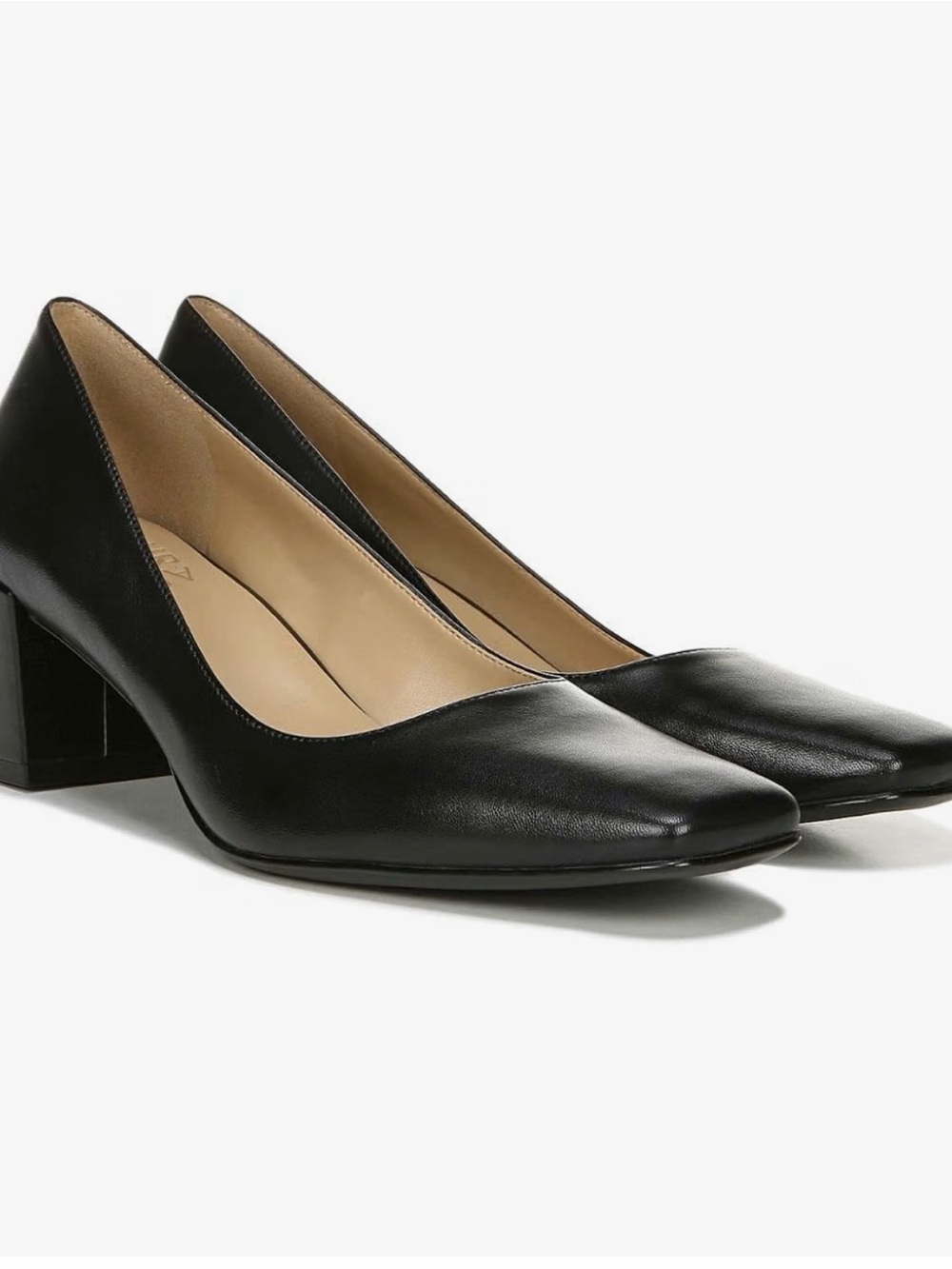 Naturalizer WIDE Karina Classic Black Leather Block Heel Pumps - Women